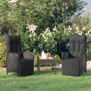 Outdoor Reclining Chairs in Black with Cushions vidaXL - Picture 1 of 18