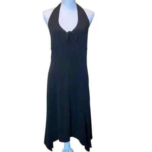 Studio M Women's Black Halter Dress Asymmetrical Hem Size Medium Skirt is Lined - Picture 1 of 16