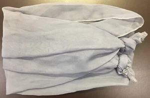Unbranded Rectangular Scarf Gray Transparent Fabric w/ Knotted Ends - Picture 1 of 5