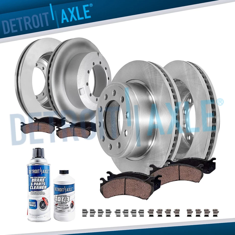 Rotores de disco delanteros traseros pastillas de freno aptos para Ford F-450 F-550 Super Duty 2017-2021 Foto 1 de 4