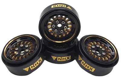 NHX RC 1.0" Black Brass Beadlock Crawler Wheels Rims 4pcs : Axial SCX24 - Image 1 of 4