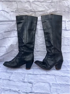 Women's Vintage Dex Black Leather Boots Size 6M-Western Festival Boots - Picture 1 of 8