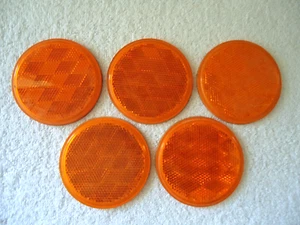 Vintage " NOS " Lot Of 5 Amber Peel & Stick On Reflectors " Great Item " - Picture 1 of 6