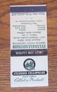 CARATTERISTICA COPERTINA LIBRO FIAMMIFERI: SYLVANIA CELLOPHANE PHILADELPHIA DALLAS CHICAGO NY -C26 - Foto 1 di 3