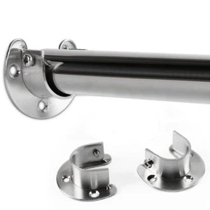 2PCS Thick Flange Seat with Screws Furniture Hanger Rail Closet Rod Brackets - Zdjęcie 1 z 16