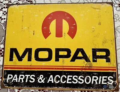 Mopar Tin Metal Sign Wall Garage Auto Shop Chrysler Parts Dodge Accessories Ads - Image 1 of 4