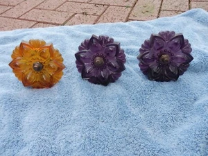 3 seltene Vintage Amethyst Glas Gardinen/Gardinen Raffhalter - Bild 1 von 6