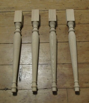 Juego de 4 patas de muebles redondas cónicas de roble Foto 1 de 4