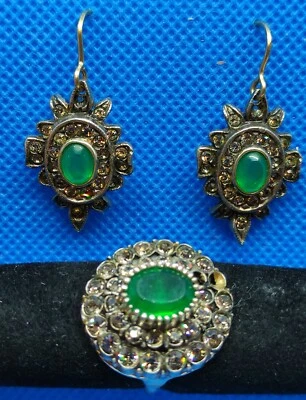 Parure in argento, zirconi e agata orecchini + anello - Immagine 1 di 4