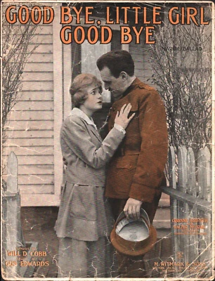 1916 Corinne Griffith estrela de cinema mudo ADEUS, MENINA PEQUENA partituras Primeira Guerra Mundial - Imagem 1 de 2