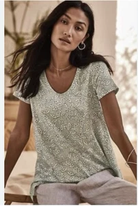 NWT PURE JILL(J JILL) SIDE SLIT V NECK PIMA ELLIPTICAL TEE-sz XL-THYME LEAVES - Picture 1 of 6