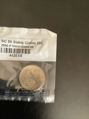 2000 P Mint South Carolina State Quarter BU Uncirculated Clad 25c Coin - Image 1 of 4