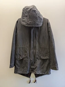 Fred Perry x Halley Stevensons Waxed Cotton Parka Jacket Mens 36" Small Black - Picture 1 of 12