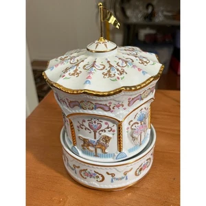 Caja de música carrusel de porcelana Princeton Gallery 1990 vintage ¡FUNCIONA! - Imagen 1 de 8