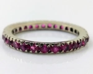 Vintage 14K Weißgold Art Deco natürlicher Rubin Ewigkeit Ehering Ring 5,5 FZZ - Bild 1 von 4