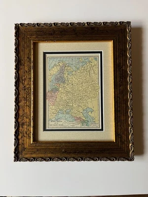 1927 Map of RUSSIA, UKRAINE, BALTICS by C.S. Hammond, Frame/Dbl Mat SEE DESCRIP - Image 1 of 3