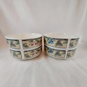 4 MIKASA Intaglio Garden Harvest Soup Cereal Fruit Bowls 6 3/8" CAC29 Stackable - Bild 1 von 12