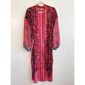 Accappatoio kimono Karma Highway Boho cravatta stampata fantasia manica a palloncino copri sistema operativo - Foto 1 di 13