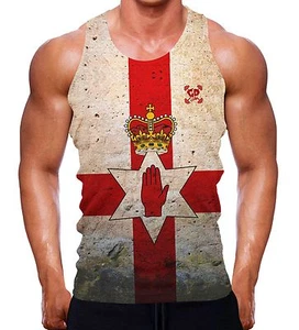 NORTHERN IRELAND FLAG TANK TOP MUSCLE GYM VEST MEN TRAINING COUNTRY SUPPORT WEAR - Picture 1 of 1