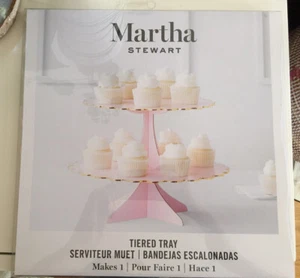 Martha Stewart Two Tiered Pink Cupcake Tray/Stand Martha Stewart Pink Gold Party - Picture 1 of 6