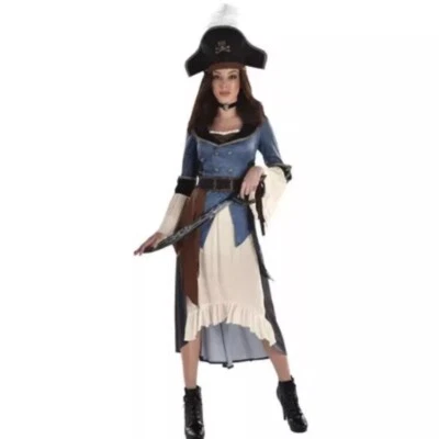 Sexy Posh Pirate Chic 3pc Women Small 2-4 Halloween costume dress hat & choker - Image 1 of 4