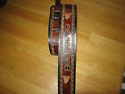 CUSTOM LEATHER GUITAR STRAP YOUR NAME 2 1/2 INCHES WIDE BROWN & BLACK & DEERHEAD