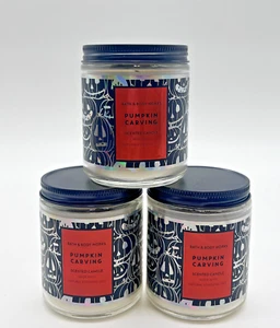 Bath & Body Works Single-Wick Candle PUMPKIN CARVING - Set of 3 - 7oz - Picture 1 of 1