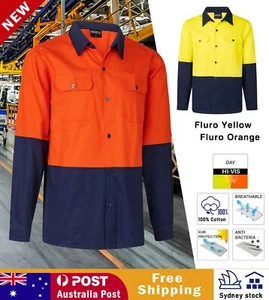 3 PACK Hi Vis Shirts Long Sleeve Workwear Shirt Light Cotton Hi Vis Safety - Picture 1 of 17