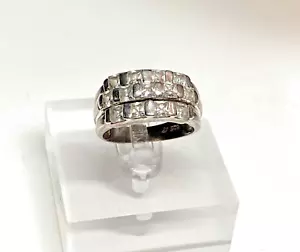 Sterling Silver 925 Ring Jewellery White Colourless Stones Size N - Picture 1 of 6