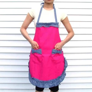 New Red Pocket Style Lace Restaurant Kitchen Cooking Canvas Apron - Picture 1 of 6