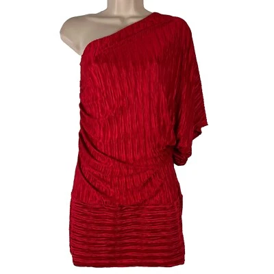 Vestido de fiesta Arden B para mujer grande por encima de la rodilla mini un hombro rojo satinado cóctel Foto 1 de 4