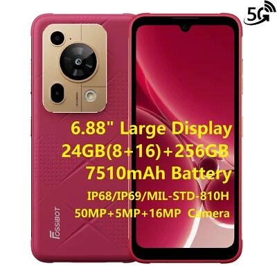 6,88 Zoll Fossibot F112 PRO 5G Robust Handys 24GB+256GB 7150mAh Android 14 50MP - Bild 1 von 4