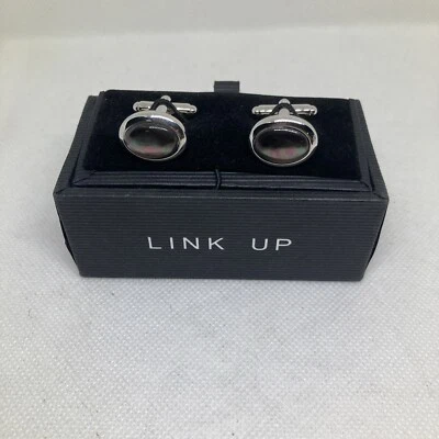 Nuevos gemelos irradescentes Nordstroms Silvertone Link Up en caja Foto 1 de 4