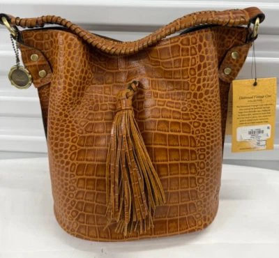 Patricia Nash Torresina  Leather Bucket Crossbody Bag DISTRESSED VINTAGE CROC - Image 1 of 4