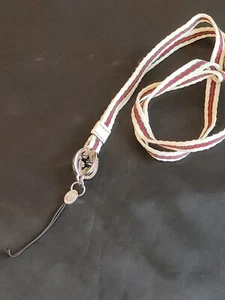 GUCCI ID Holder Leather White Red Silver Plated Lanyard Neck strap - Picture 1 of 13
