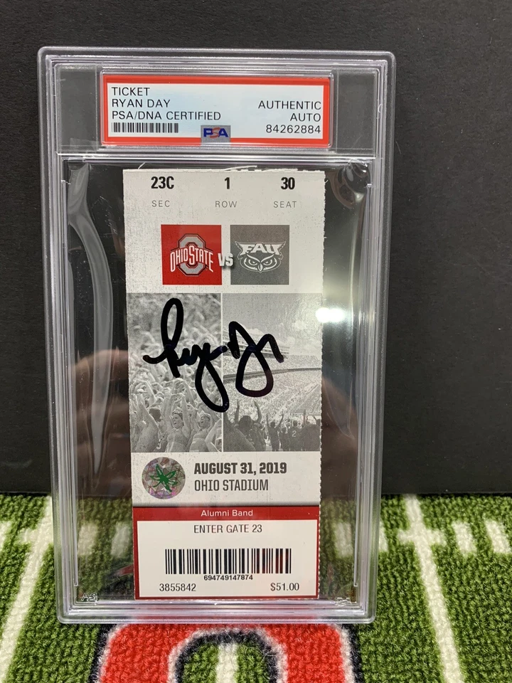 RYAN DAY SIGNED OHIO STATE BUCKEYES TICKET FAU 2019 1ST WIN HEAD COACH PSA S30 - Image 1 of 1