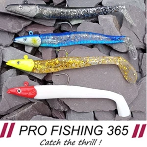 4 x Sandeel Sea Fishing Lures Jighead Soft Savage Bass Cod Bait Gear 22 Grams - Picture 1 of 12