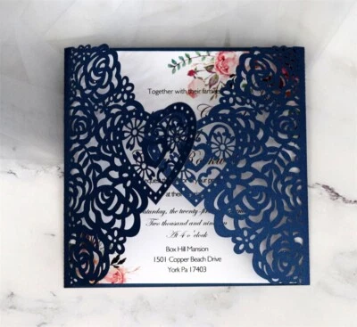 Sobres para tarjetas de invitaciones de boda 50/100 piezas impresión personalizada interior en blanco  Foto 1 de 4