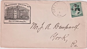 Gettysburg PA cl on Illust advt cover Pennsylvania College 2c #213 1889 (g98) - Picture 1 of 2