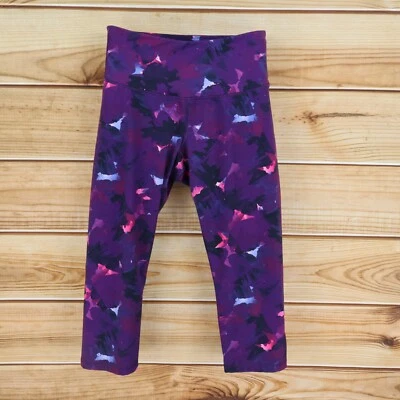 Leggings deportivos Old Navy Go-Dry para mujer talla L púrpura geométrico elástico ajustados Foto 1 de 4
