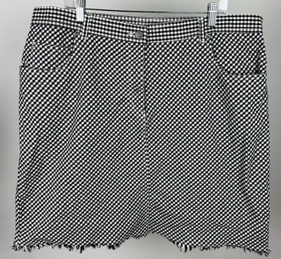 "Falda vintage a cuadros de guinga para mujer 39"" cintura alta flecos dobladillo vaquera occidental años 90" Foto 1 de 4