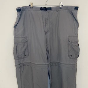 REI Pants Men XXL 34 Gray Belted Cargo Hiking Convertible Pants Big And Tall - Picture 1 of 20