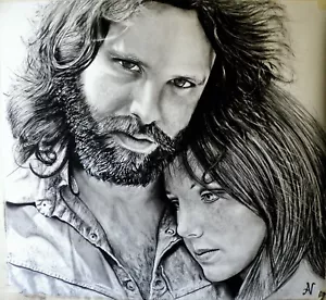 Jim Morrison & Pam - Big portrait graphite and charcoal cm. 85 x 95 - Picture 1 of 1