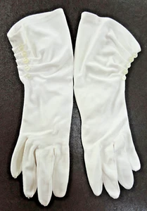 Vintage Weiße elegante CRESCENDO EL SCHLANKE GEWICHT geraffte seitliche 5-Knopf-Handschuhe - Bild 1 von 11