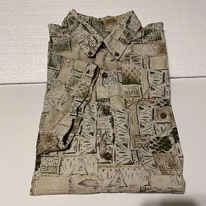 Camisa Woolrich Hawaiana Mangas Cortas Para Hombre Talla XL Caqui Peces Primitivos - Imagen 1 de 5
