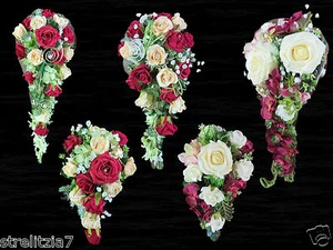 27. Exclusiv Brautstrauß Rosen Gesteck Hochzeit Brautstrauß Tropfen Biedermeier - Bild 1 von 7