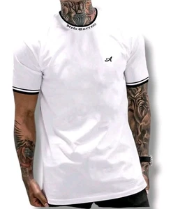 Men's T-shirt casual round neck short sleeve With Letters Around The Neck - Picture 1 of 2