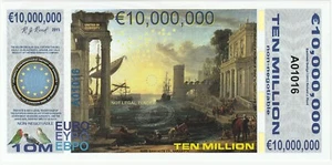 Euro 10,000,000 Million Banknote 2016 "Fantasy Currency" Choice Uncirculated - Picture 1 of 2