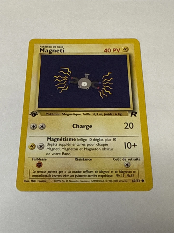 FRENCH Pokémon Card  "MAGNETI" First Edition 2000 Team Rocket Common 60/82 LP - Image 1 of 4