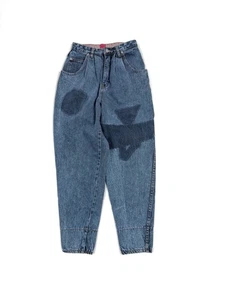 VTG Corniche Jeans Women’s 7/8 Baggy Tapered Denim Pleated Front Acid Wash Blue - Picture 1 of 5